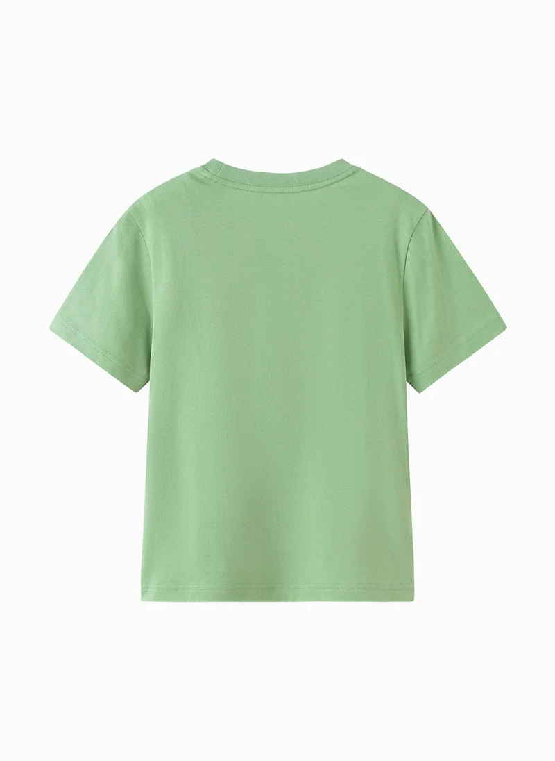 بالابالا Kids Unisex Round v-neck short-sleeved T-shirt