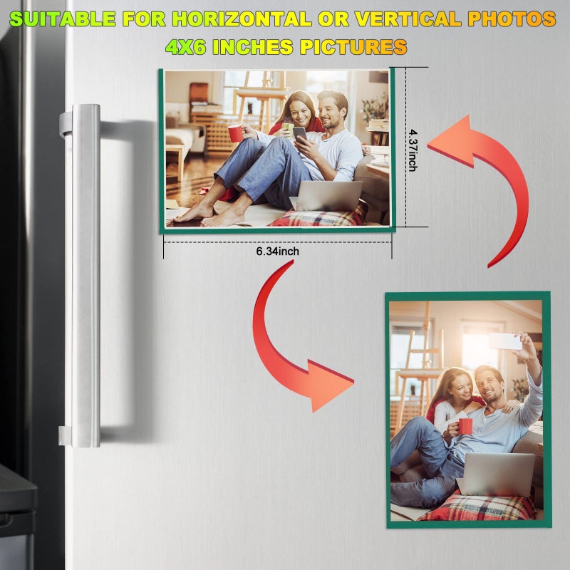 CHUNNIAO Green Magnetic Picture Frame 4X6 for Refrigerator 10 Pack Photo Magnets Sleeves - Image 3