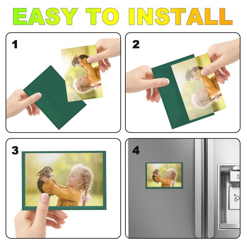 CHUNNIAO Green Magnetic Picture Frame 4X6 for Refrigerator 10 Pack Photo Magnets Sleeves - Image 4