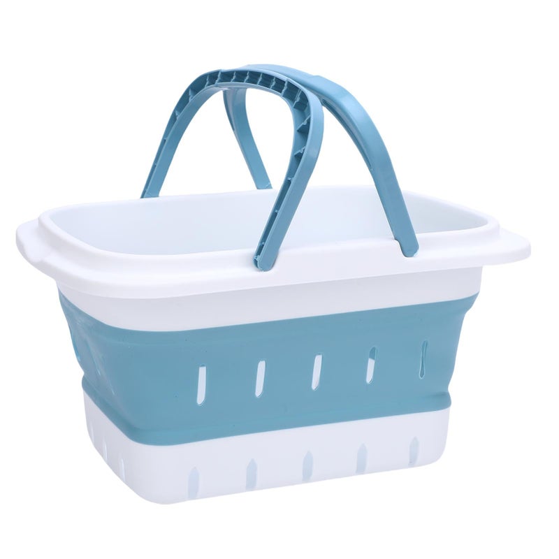 Foldable Bath Toy Storage Organizer Quick Drain Drying Basket For Bathroom Blue - Image 2