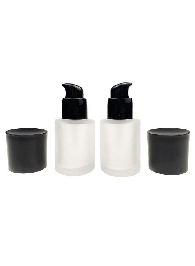 vipolish 2 Pcs 30Ml 1Oz Upscale Empty Refillable Frosted Glass Pump Bottle Liquid Foundation Container Dispenser Storage Vial Lotion Essence Emulsion Sample Case For Travel - Image 1
