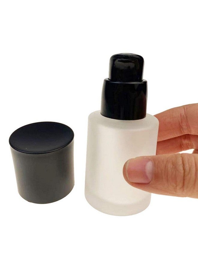 vipolish 2 Pcs 30Ml 1Oz Upscale Empty Refillable Frosted Glass Pump Bottle Liquid Foundation Container Dispenser Storage Vial Lotion Essence Emulsion Sample Case For Travel - Image 2