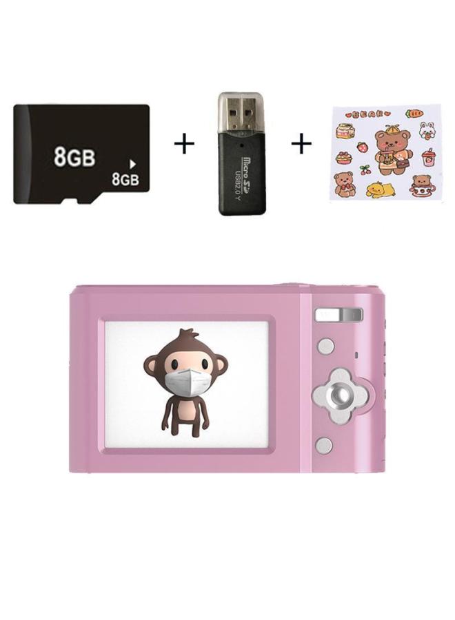 Generic Student Camera Digital Self-contained Flash Entry-level CCD HD Junior High School Student Cute Phase-Body Color:Pink +8G Memory Card + Card Reader + Cartoon Stickers  - Image 1