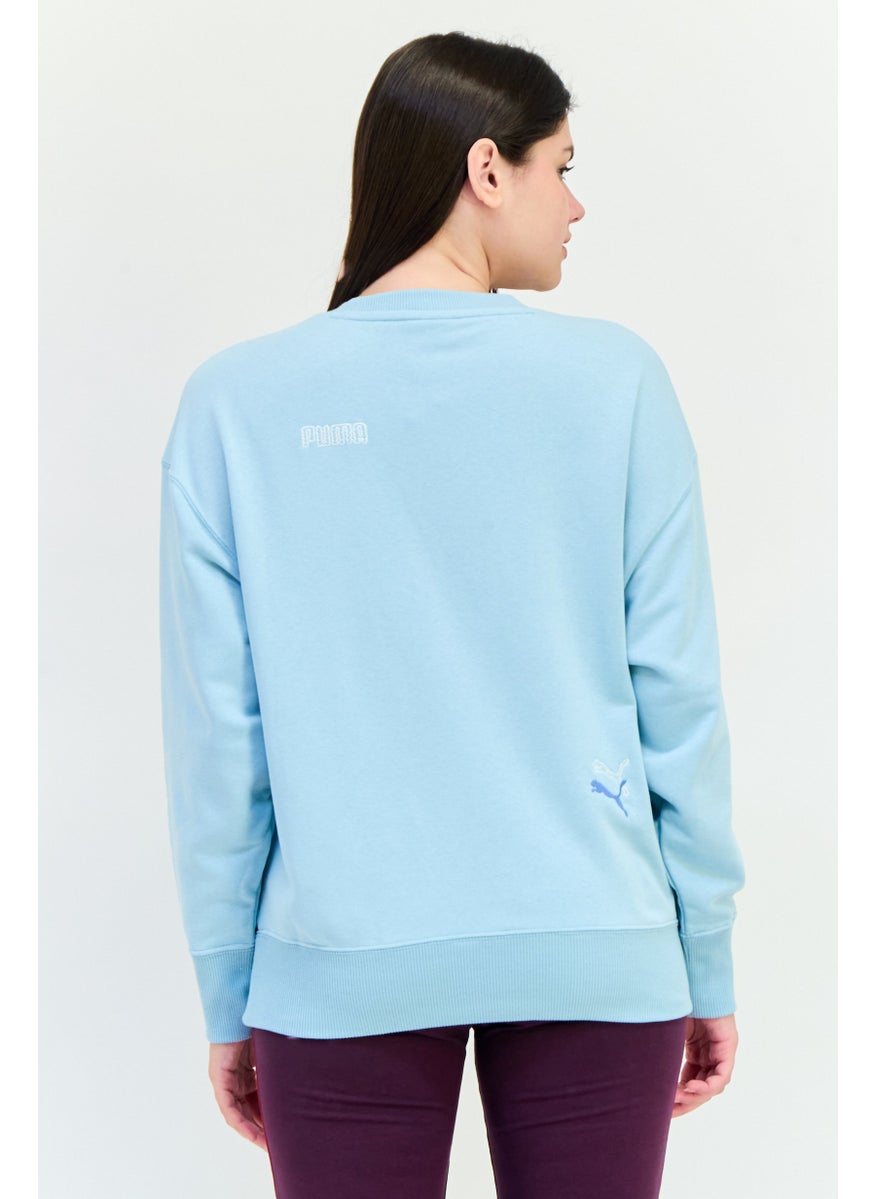 PUMA Women Relaxed Fit Long Sleeves Outdoor Sweatshirt, Turquoise Surf  - Image 3
