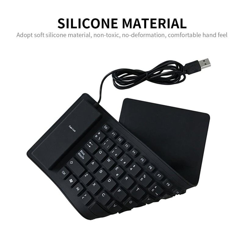 84 Keys USB Wired Keyboard - Stable Plug And Play Transmission Soft Silicone Foldable Mute Waterproof Spanish Keyboard for Home Office Travel On-The-Go Use - Image 3