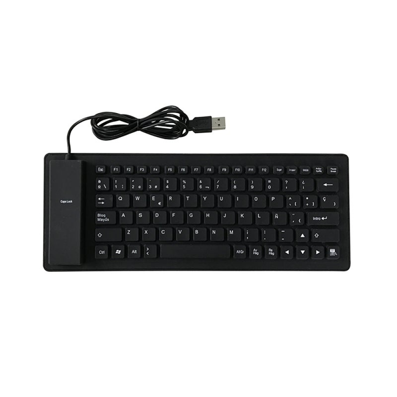84 Keys USB Wired Keyboard - Stable Plug And Play Transmission Soft Silicone Foldable Mute Waterproof Spanish Keyboard for Home Office Travel On-The-Go Use - Image 1