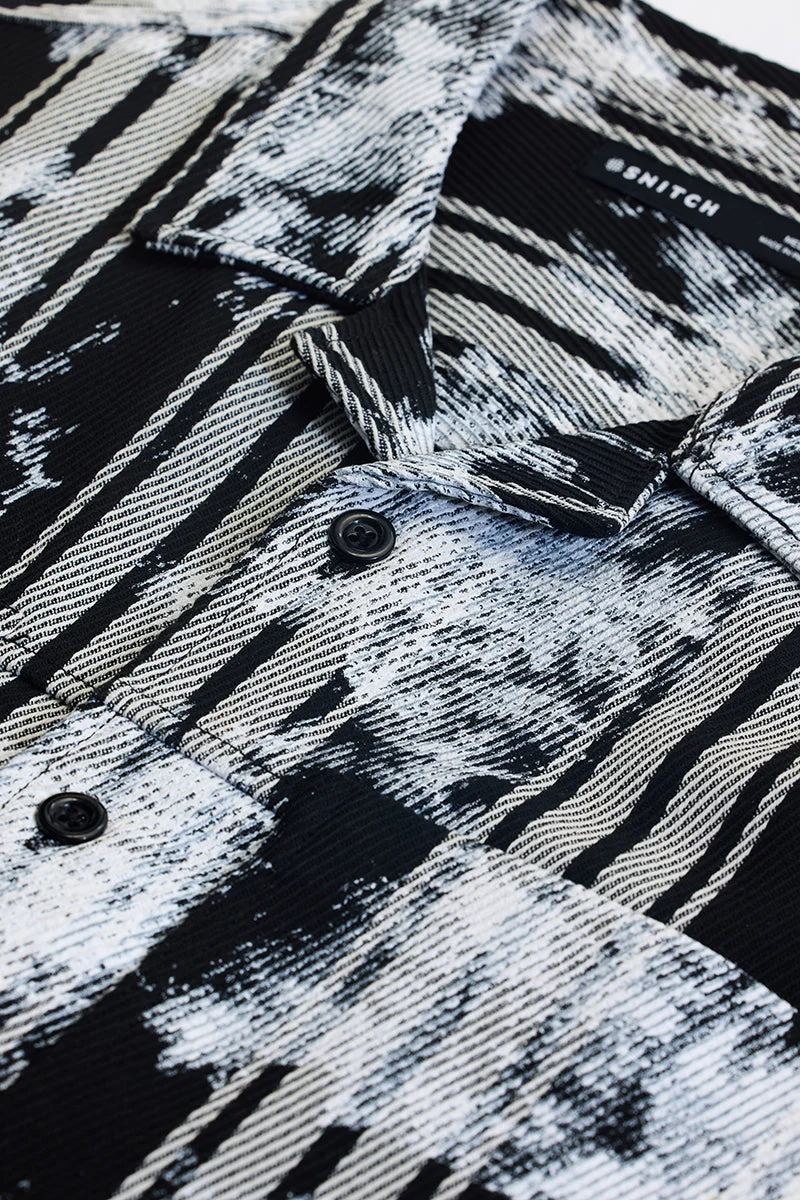 SNITCH Black Abstract Long Sleeve Relaxed Streetwear Overshirt