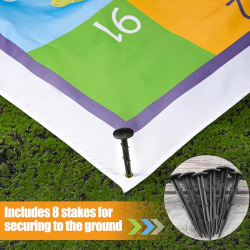 Realspring 9.8 ft Giant Snakes and Ladders Game Playing Mat with 6 Nails 14 Inch Inflatable Dice and Storage Bag Floor Snake and Ladder Board Game Big Size for Both Indoor and Outside - Image 4