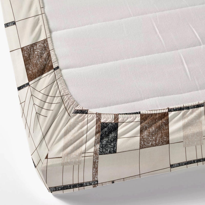 Dreamscape Microfibre Wrinkle & Fade Resistant Fitted Bedsheet for King Bed, 140TC, 1 Fitted Bed Sheet (Size 72 x 78 inches + 12 inches Pocket) with 2 Pillow Covers, Beige - Image 5