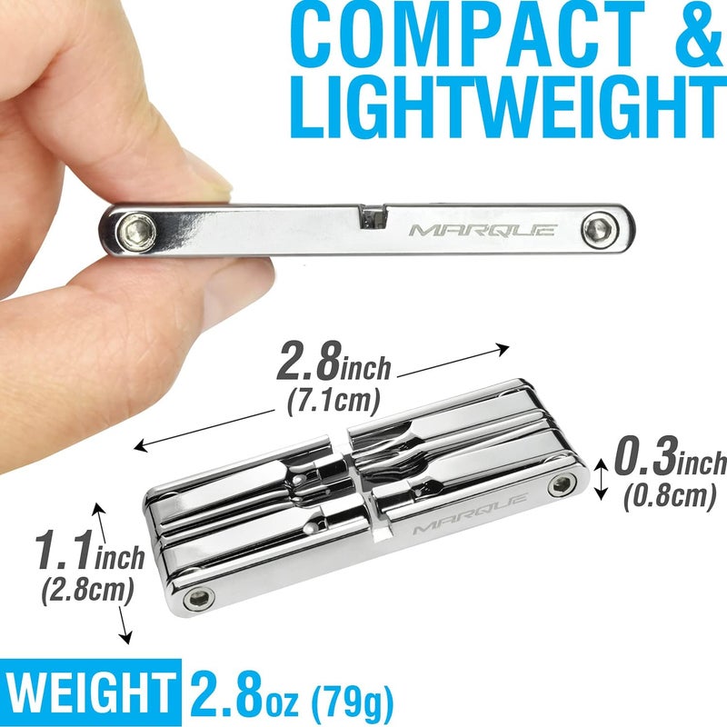 MARQUE 10 in 1 Bike Multitool - Mini 10 Bicycle Multi Tool Repair Kit for Road and Mountain Bikes. Pocket size with slim and portable profile for easy storage during road cycling and MTB-cyclist gift - Image 3