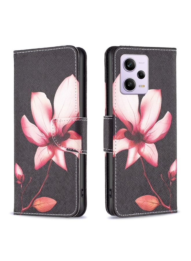 HuHa Case Cover For Xiaomi Redmi Note 12 Pro+ Global Colored Drawing Pattern Leather Phone Case Lotus 
