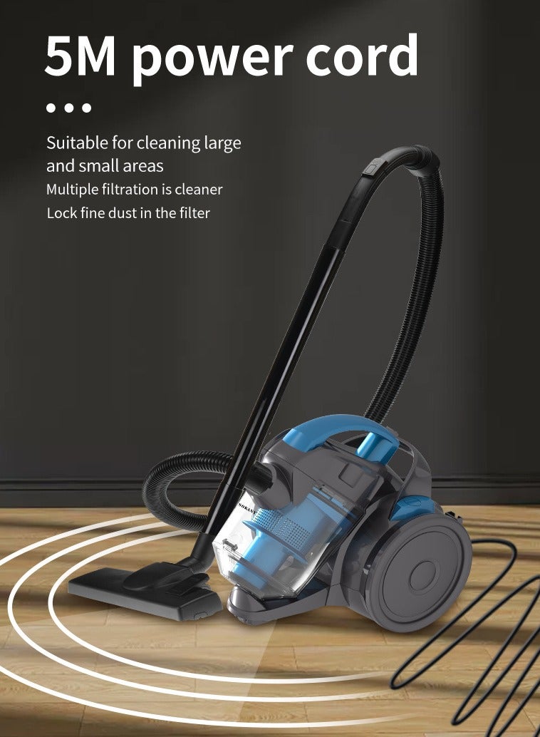 sokany Multi-cyclonic Bagless Corded Canister Vacuum Cleaner with 6 Stage Filtration 2000W Max Power 1.8L 15 kpa Suction Power Blue  - Image 3