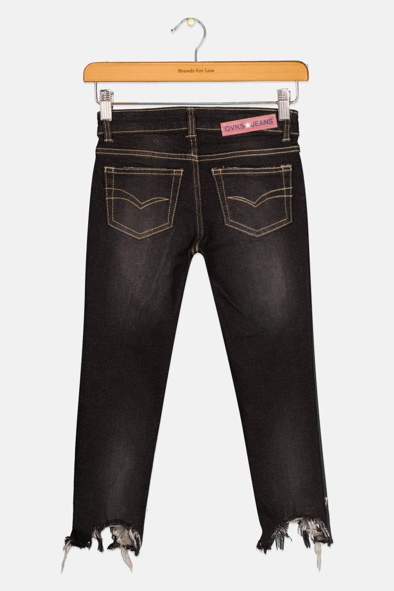 Overkids Kids Girl Washed Stretchable Jeans, Black  - Image 2