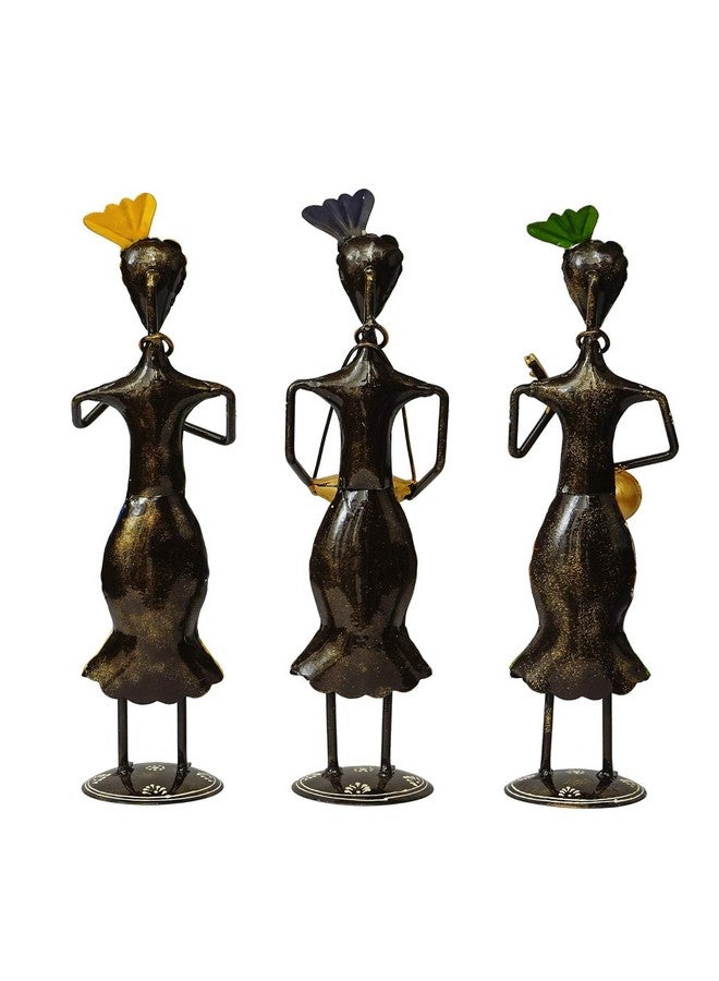 OVIK Rajasthani Tribal Metal Handicraft Muisician Showpiece Statue Table Decorative Items for Home,Antique Gift Items, Showpiece, Home Decoration Items (Set Of 3) - Image 5