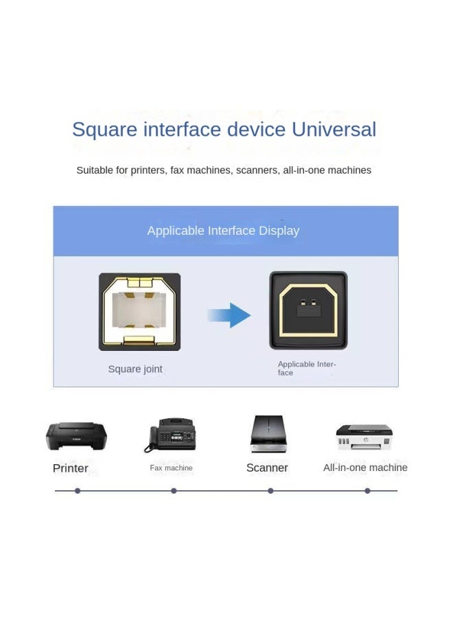 Usb Square Port Printer Cable Black 1.5m Pure Copper Smartphone Computer Usb Connection Cable - Image 3