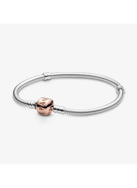 Silver bracelet with Pandora Rose clasp, Size 19cm