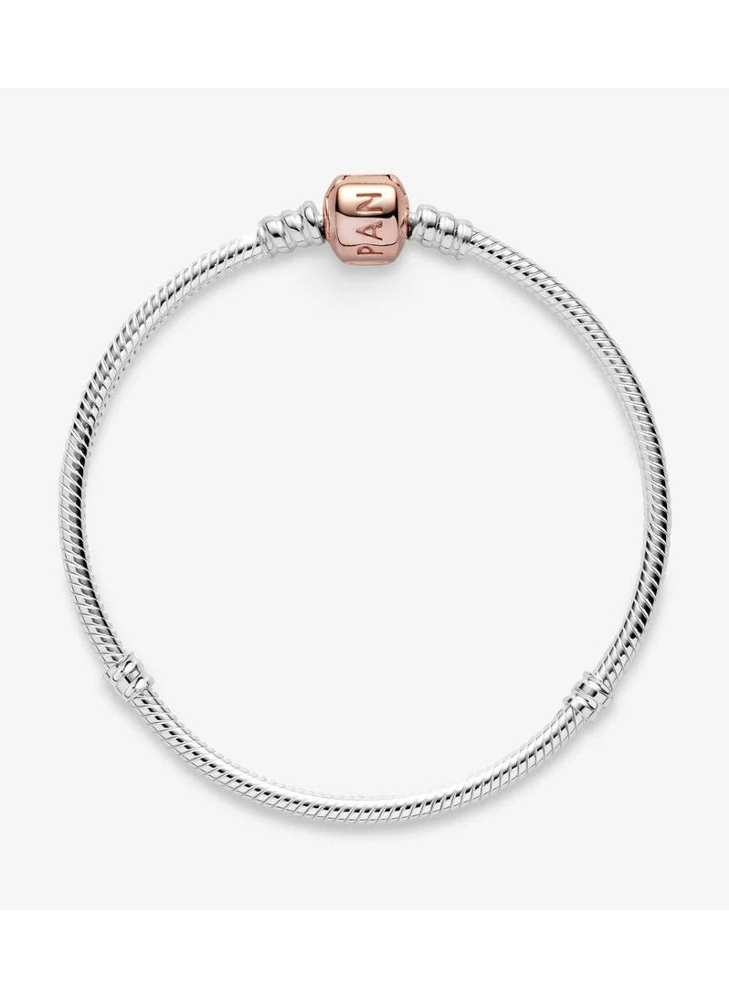 PANDORA - Silver bracelet with Pandora Rose clasp, Size 19cm - Image 1