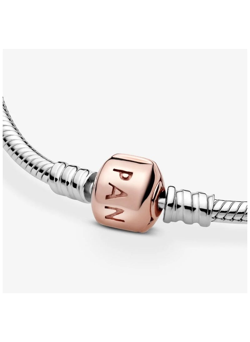 PANDORA - Silver bracelet with Pandora Rose clasp, Size 19cm - Image 1