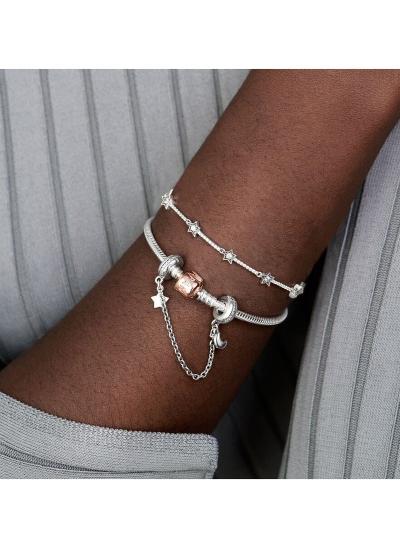 PANDORA - Silver bracelet with Pandora Rose clasp, Size 19cm - Image 1
