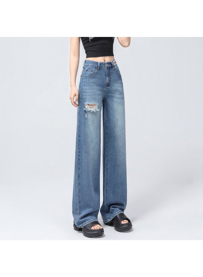 EPTISON ripped Jeans For Women - 2025 Summer Thin High Street Hot Pants, Slimming Wide Leg Trousers - Image 4