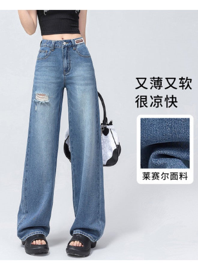 EPTISON ripped Jeans For Women - 2025 Summer Thin High Street Hot Pants, Slimming Wide Leg Trousers - Image 1