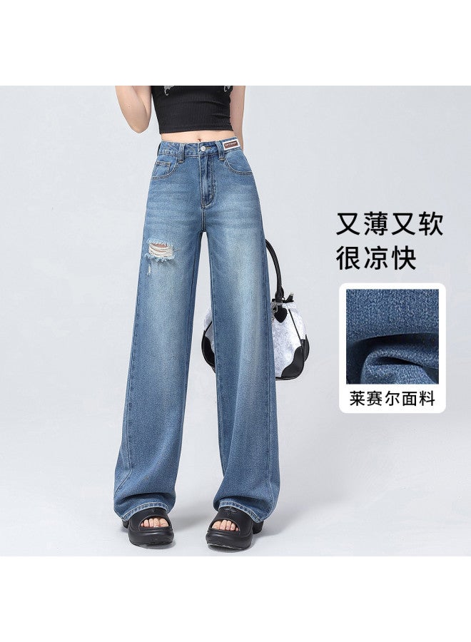 EPTISON ripped Jeans For Women - 2025 Summer Thin High Street Hot Pants, Slimming Wide Leg Trousers - Image 2