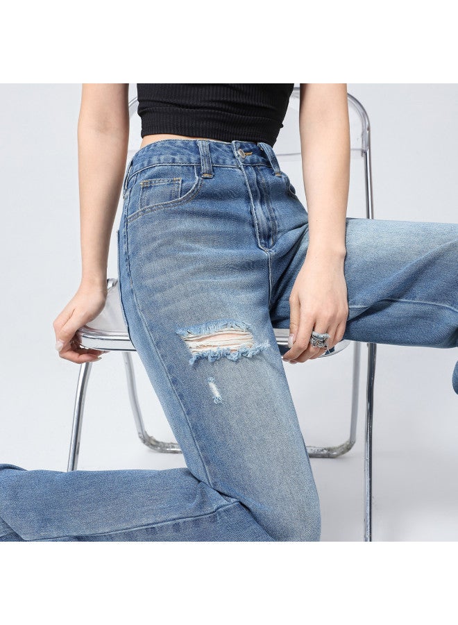 EPTISON ripped Jeans For Women - 2025 Summer Thin High Street Hot Pants, Slimming Wide Leg Trousers - Image 5