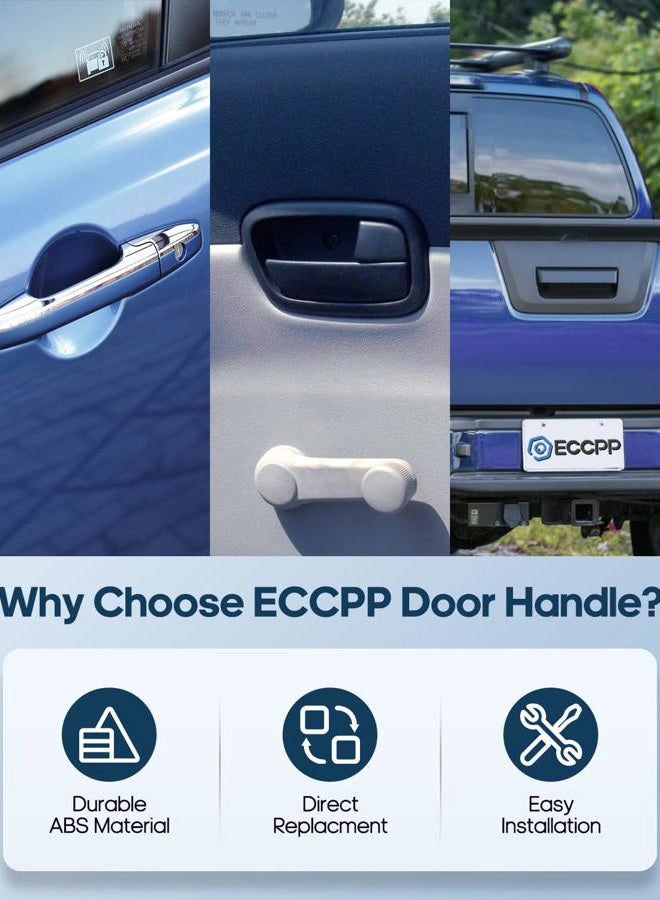 ECCPP Door Handles Exterior Outside Outer Rear Driver Passenger Side for 2004-2009 Kia Spectra Smooth Black(2pcs) - Image 4