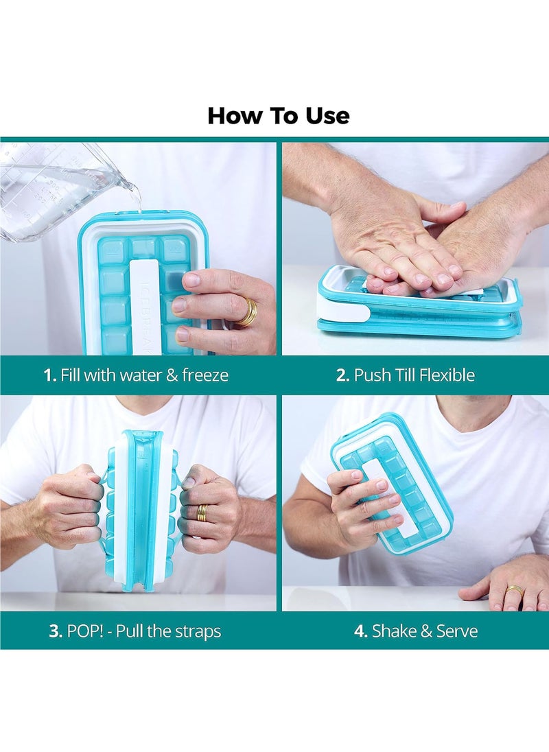 Rock Pow - The Most Sanitary Ice Tray for Freezer - Disassemble this Silicone Ice Cube Tray With Lid for Easy Cleaning - ice cube maker makes 18 ice cubes - Image 1