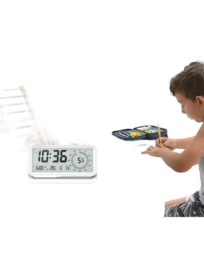 Compas Electronic Student Alarm Clock Visual Timer Night Light Children Countdown Time Manager 2818 White - Image 1