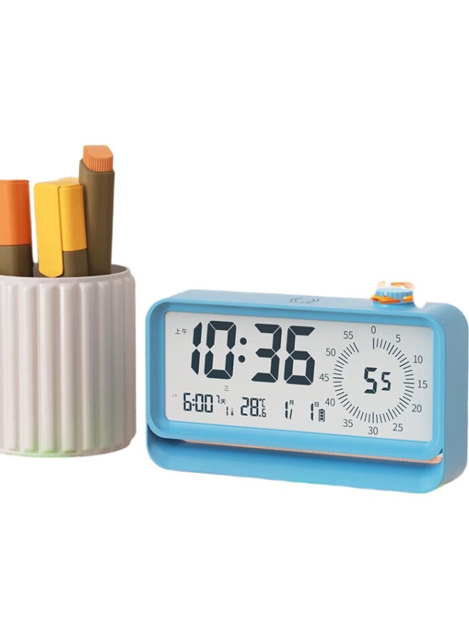 Compas Electronic Student Alarm Clock Visual Timer Night Light Children Countdown Time Manager 2818 White - Image 3