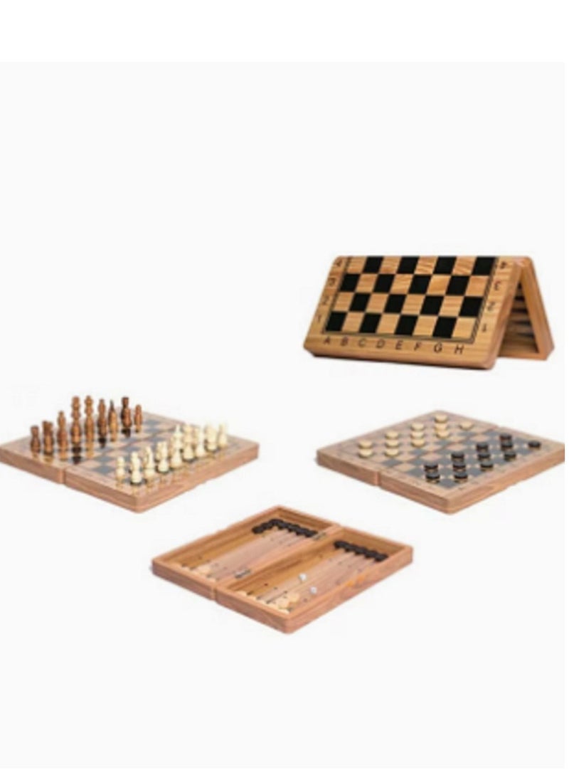 Generic - 3-In-1 Chess And Checkers With Backgammon Game Set Durable And Sturdy Multicolored 8+ Years - Image 1