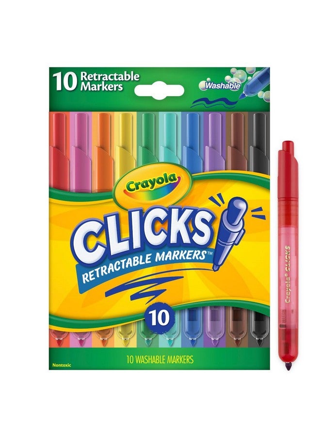 كرايولا أقلام تلوين كرايولا كليكس ذات رأس قابل للسحب (١٠ قطع)، مجموعة أقلام تلوين فنية قابلة للغسل، أقلام تلوين للأطفال، هدايا تذكارية للأطفال، ٣ سنوات فما فوق - Image 2