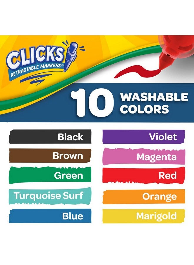 كرايولا أقلام تلوين كرايولا كليكس ذات رأس قابل للسحب (١٠ قطع)، مجموعة أقلام تلوين فنية قابلة للغسل، أقلام تلوين للأطفال، هدايا تذكارية للأطفال، ٣ سنوات فما فوق - Image 3