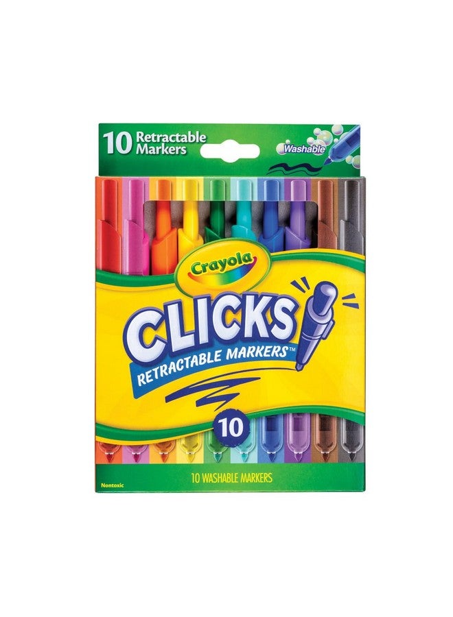 كرايولا أقلام تلوين كرايولا كليكس ذات رأس قابل للسحب (١٠ قطع)، مجموعة أقلام تلوين فنية قابلة للغسل، أقلام تلوين للأطفال، هدايا تذكارية للأطفال، ٣ سنوات فما فوق - Image 1