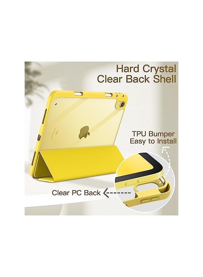 جي تيك حافظة لجهاز iPad 10 (10.9 بوصة، موديل 2022، الجيل العاشر) مع حامل أقلام، غطاء خلفي شفاف وشفاف وغطاء نحيف مضاد للصدمات، تنبيه/غفو تلقائي (أصفر) - Image 2