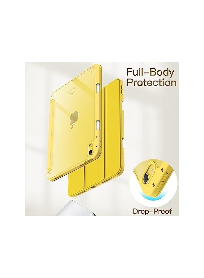 جي تيك حافظة لجهاز iPad 10 (10.9 بوصة، موديل 2022، الجيل العاشر) مع حامل أقلام، غطاء خلفي شفاف وشفاف وغطاء نحيف مضاد للصدمات، تنبيه/غفو تلقائي (أصفر) - Image 3