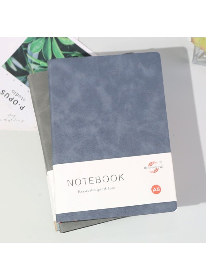 Shen Shi Shen Business Notebook, A5 Size, Skin-like Leather Cover, Vintage Style, Diary, Soft Cover Notebook, Jd25-100, Dark Blue, Customizable - Image 2