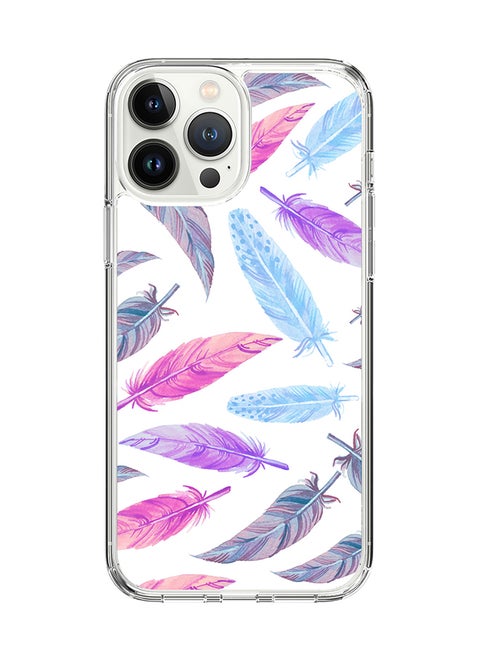 Classic Clear for Apple iPhone 14 Pro Max Case Hybrid Soft Cover Flexible Edges Anti Drop TPU PC Gel Thin Transparent Cover - Feather Colors Full Print