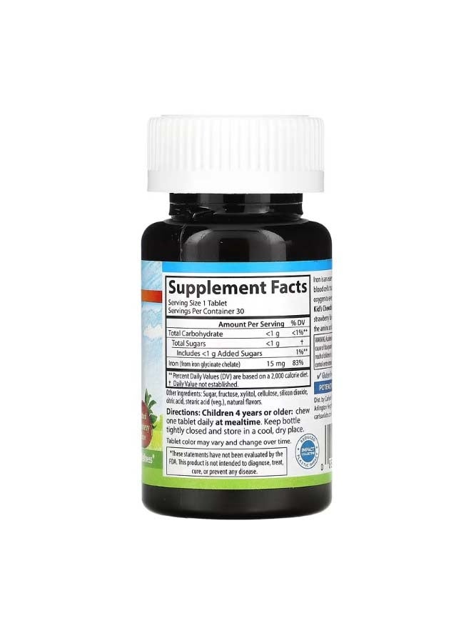كارلسون Kids Chewable Iron Strawberry 15 mg 30 Tablets - Image 2