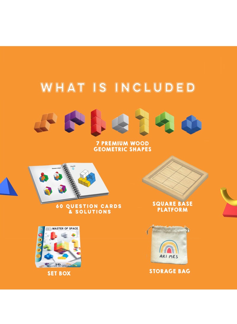 Excefore 3D Soma Cube Puzzle for Adults and Kids Brain Teaser Wooden Block Math Puzzle Cube Children's spatial logic sense training Montessori Educational Toys Gifts for Adults and Kids Ages 4+ - Image 4