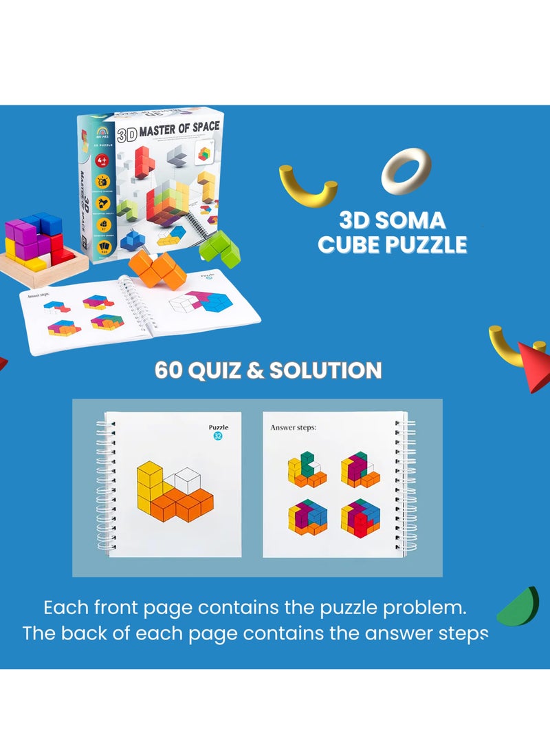 Excefore 3D Soma Cube Puzzle for Adults and Kids Brain Teaser Wooden Block Math Puzzle Cube Children's spatial logic sense training Montessori Educational Toys Gifts for Adults and Kids Ages 4+ - Image 5