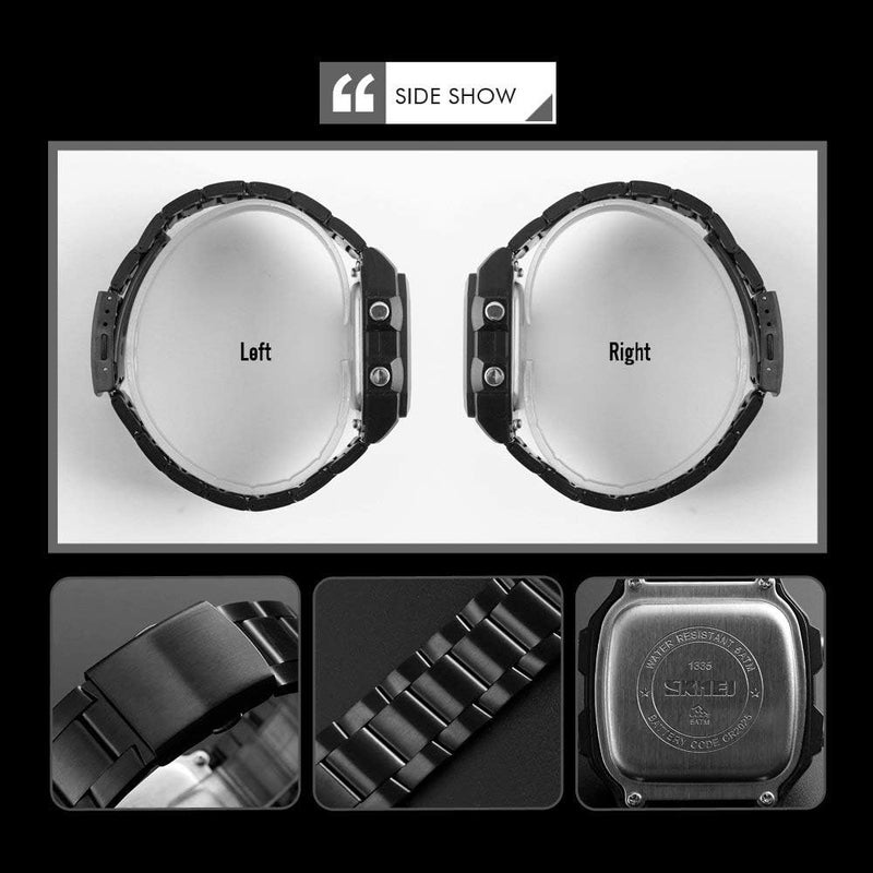 SKMEI Men's Digital Sport Watch - Luxury Stainless Steel Waterproof LED Display - Image 4