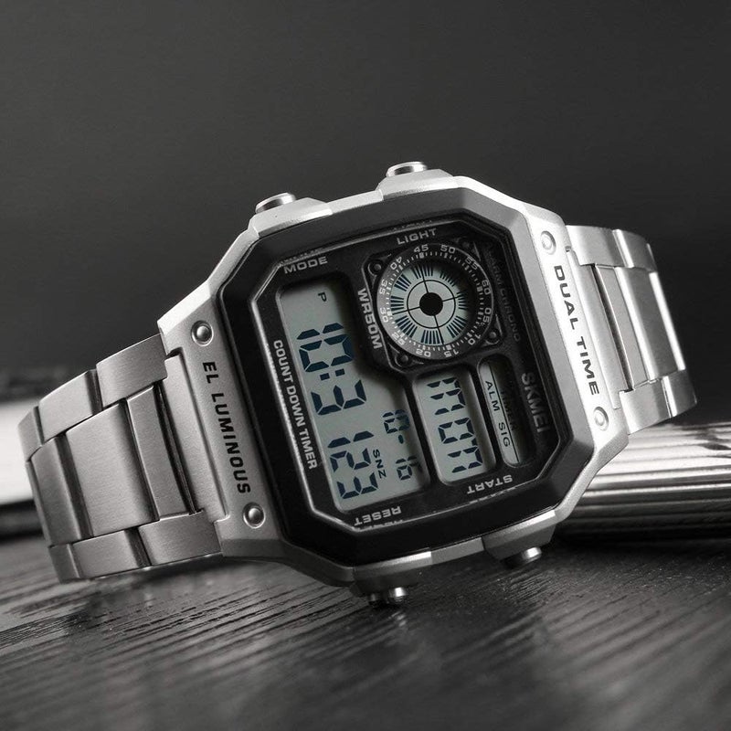 SKMEI Men's Digital Sport Watch - Luxury Stainless Steel Waterproof LED Display - Image 5