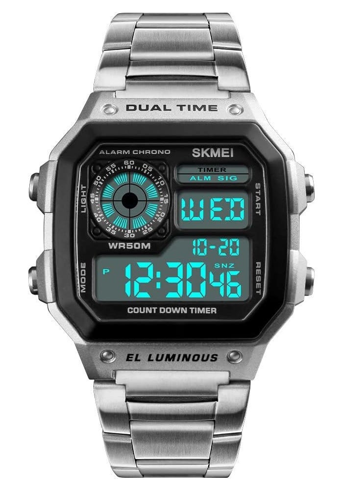 SKMEI Men's Digital Sport Watch - Luxury Stainless Steel Waterproof LED Display - Image 1