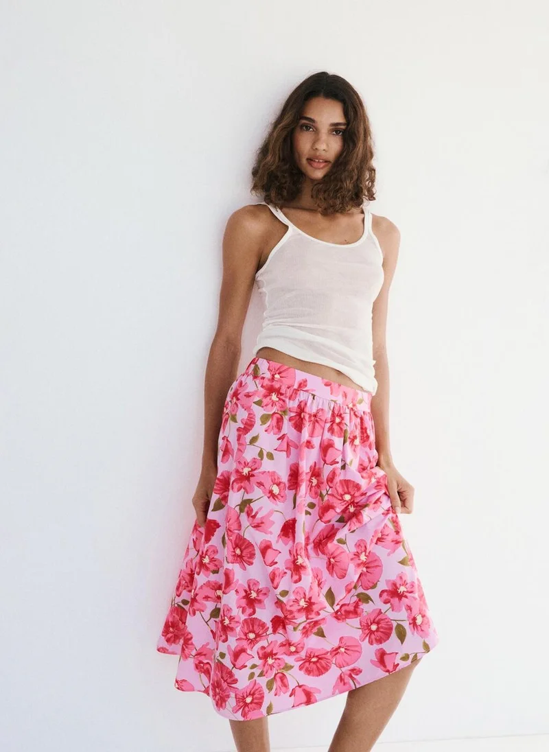 Mango 85-ROSA Midi Skirt 100% Cotton for Women | Best Price UAE