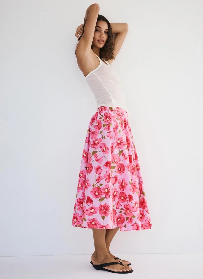 Mango 85-ROSA Midi Skirt 100% Cotton for Women | Best Price UAE