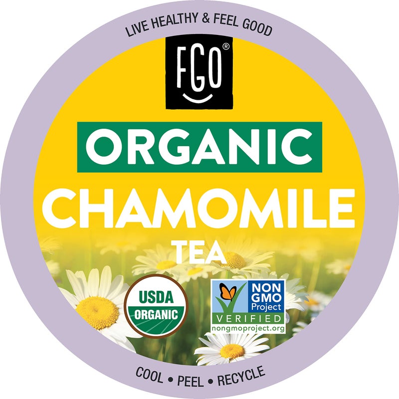 FGO Organic Chamomile Tea K-Cup Pods for Keurig, 24 Count (Pack of 1), Naturally Caffeine-Free Herbal Tea, USDA Organic, Non-GMO, & Recyclable - Image 1