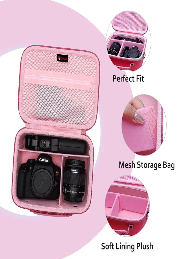 XANAD Camera Case Compatible with Canon EOS Rebel T7/R50/R6 Mark II/R100/R50 V/T6/R8/R10/R5 Mark II/RP/R7/5D Mark IV/SL3/R5/T100 DSLR SLR Camera,Lens,Tripod,with Shoulder Strap and 4 Dividers(Pink) - Image 5