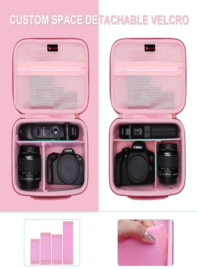 XANAD Camera Case Compatible with Canon EOS Rebel T7/R50/R6 Mark II/R100/R50 V/T6/R8/R10/R5 Mark II/RP/R7/5D Mark IV/SL3/R5/T100 DSLR SLR Camera,Lens,Tripod,with Shoulder Strap and 4 Dividers(Pink) - Image 2